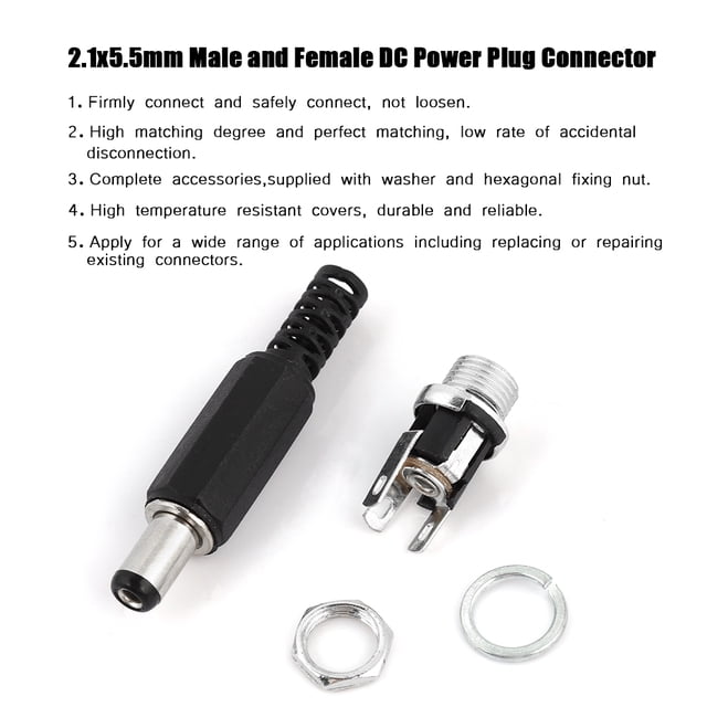 Adaptador De Enchufe 10 Pares 2,1x5,5 Mm 12 V Y Conector Hembra De Alimentación CC