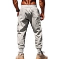 thumbnail image 4 of Fleece Cargo Sweatpants for Men Heavyweight Winter Casual Joggers Drawstring Elastic Waist Sweat Pants with Pockets, 4 of 5