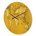 thumbnail image 3 of Designart 'Traditional Yellow Worldmap ' Modern Wood Wall Clock, 3 of 5