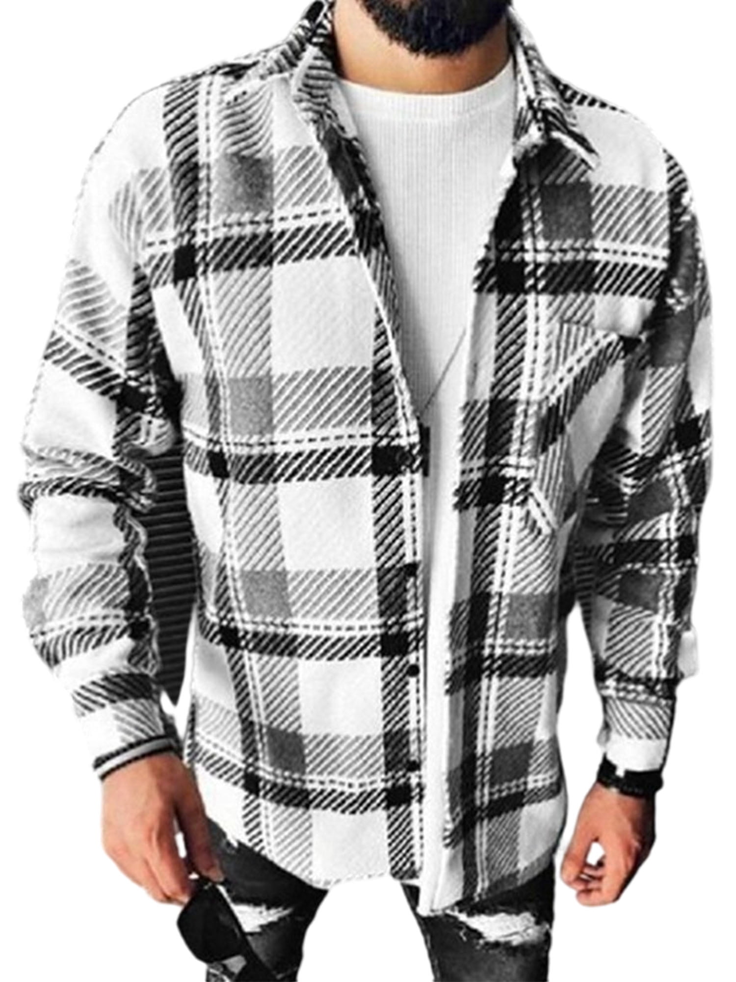 Frontwalk Men Casual Plaid Flannel Shirt Jacket Algeria