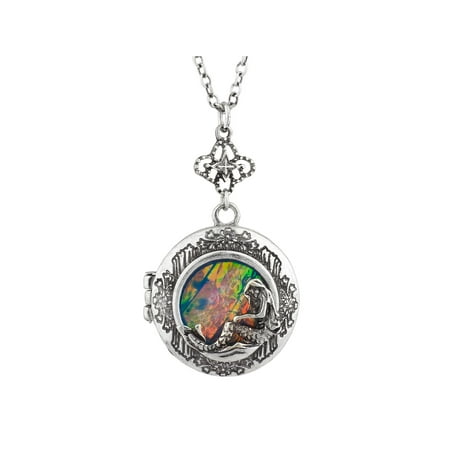- Lux Accessories Burnished Silver Tone Vintage Mermaid Pendant Chain Necklace