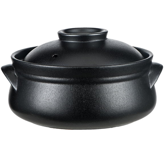 Premium Ceramic Black Casserole Clay Pot with Lid,For Cooking Hot Pot Dolsot Bibimbap and Soup