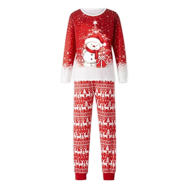 Pijamas Para La Familia Navidad Ropa De Dormir A Juego Ciervo Copo De Nieve Estampado Jersey + Pantalones XBTCLXEBCO NiñO Rojo 3;4 Years