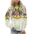 thumbnail image 3 of Uootdi Mardi Gras Long Sleeve Shirts for Women Crew Neck Carnival Casual Loose Sweatshirts Mask Graphic Holiday Blouse Outfit Gift, 3 of 6