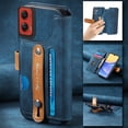 thumbnail image 6 of for Motorola Moto G Stylus 5G 2024 PU Leather + TPU Wallet Case, Card Slots Wristband Kickstand RFID Blocking Anti Peeping Magnetic Clasp Full Body Protection Cover for Moto G Stylus 5G 2024, Blue, 6 of 6