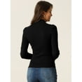 thumbnail image 4 of Unique Bargains Womens' High Neck Ruched Front Puff Long Sleeve Casual Sweater L Black, 4 of 6