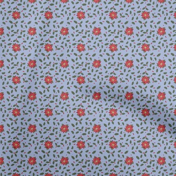 oneOone Polyester Spandex Blue Fabric Christmas Fabric For Sewing Printed Craft Fabric By The Yard 56 Inch Wide