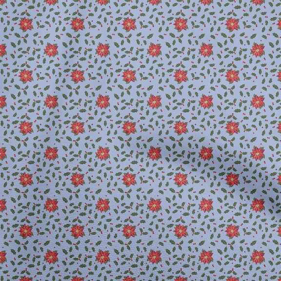 oneOone Polyester Spandex Blue Fabric Christmas Fabric For Sewing Printed Craft Fabric By The Yard 56 Inch Wide