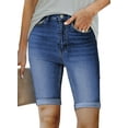 thumbnail image 1 of HOTAPEI Bermuda Shorts for Women Mid Rise Denim Shorts Rolled Short Jeans, 1 of 5