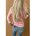 thumbnail image 3 of Pull-Over Rayé Côtelé à Blocs de Couleur Rose pour Femmes, 3 of 15