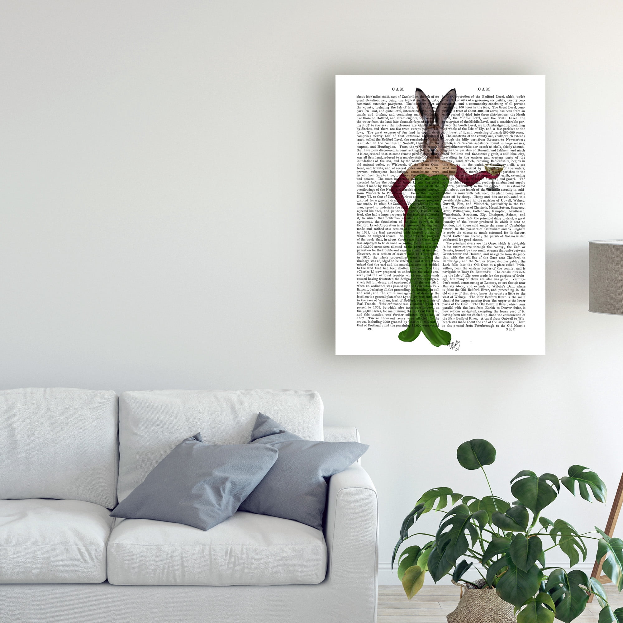 Trademark Fine Art 'Rabbit Green Dress' Canvas Art by Fab Funky