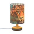 thumbnail image 2 of Leopard Cheetah Trees Table Lamp USB Bedside Desk Nightstand Lamp Printed Gifts Small Lamp Wood Base for Bedroom Living Room Kids Room College Dorm, 2 of 7