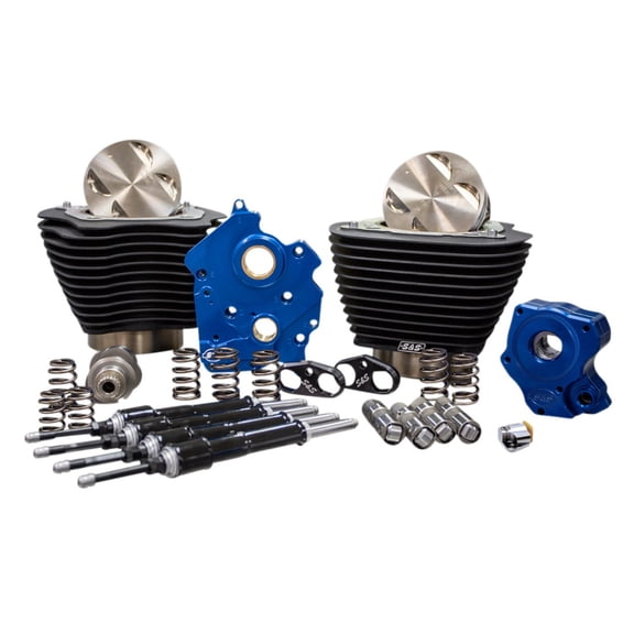 S&S Cycle 310-1059A 124in. Power Package - Gear Cam, Oil Cooled, Black Pushrods, Wrinkle Black w/o Highlighted Fins