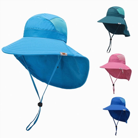 Quealent Kids Bucket Hat Sun Hat for Boys Girls - Sun Protection UPF 50 Wide Brim Cotton Unisex Outdoor Summer Beach Swim 6-12 Months 12-24 Months 2t 3t 4t 5t 6t 7t 8t 9t Children One Size