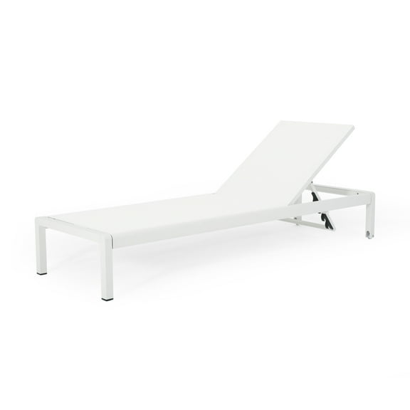 Noble House Cape Coral Outdoor Chaise Lounge White