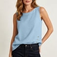thumbnail image 6 of Ihhxva Women's Cotton Sleeveless Tops Crew Neck Tank Top Side Slit Button Detail Solid Color with Pockets Stretchable Summer Exterior Pocket Fit Closure Casual Work Party Tunic S-2XL, 6 of 9
