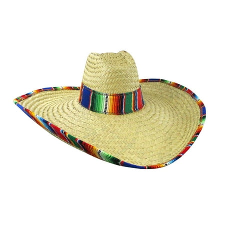 Giant Jumbo Straw Waster Western Cowboy Sombrero Hat Serape Band Brim ...