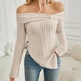 thumbnail image 6 of zaveiop Womens Cute Bow off Shoulder Knitted Sweater Shirt Tops Sexy Side Slit Pullover Trendy Y2k Aesthetic Clothes (Beige, S), 6 of 7