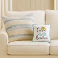 thumbnail image 2 of "Carpe Beachem" Embroidered Cotton Blend Small Petite Mini Accent Pillow 10" x 10", 2 of 5