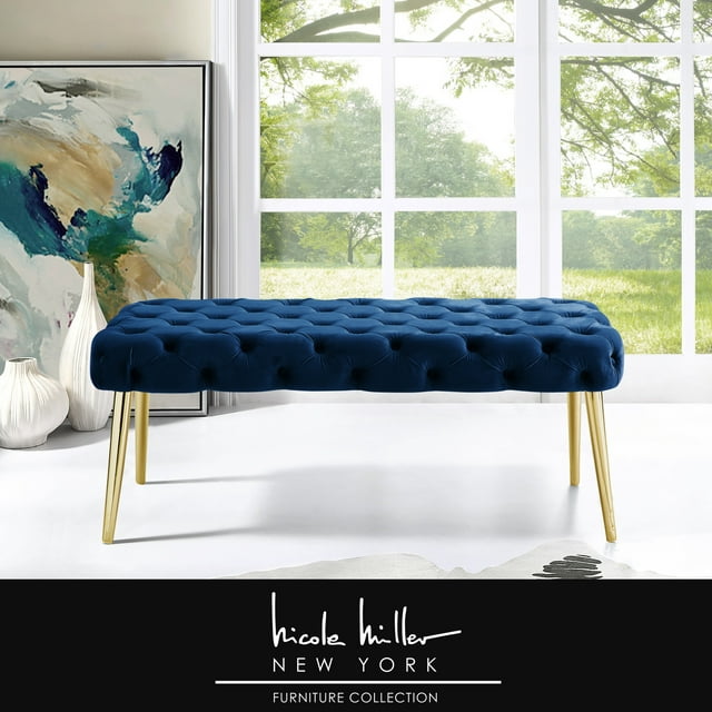 Nicole Miller Shiloh Banc Velour Bleu Marine/ Or