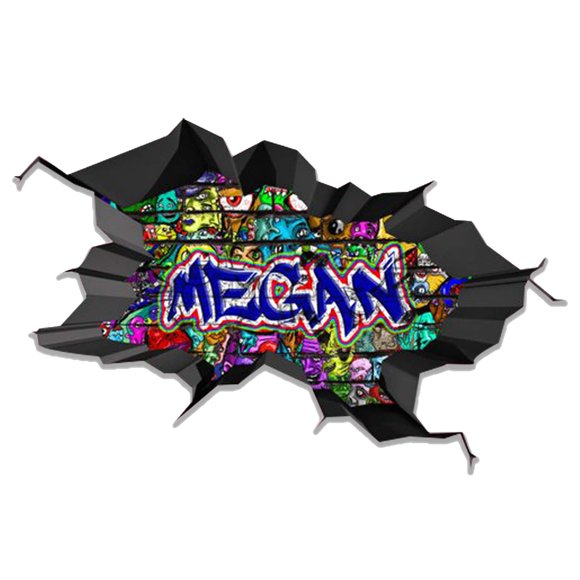 MySticky Autocollant Mural Personnalisé avec Nom 3D Graffiti / Art Vinyle Décoratif / Amovible / Pelable et Collant / Bordure Noire Profonde (MYSPGN31-Small)