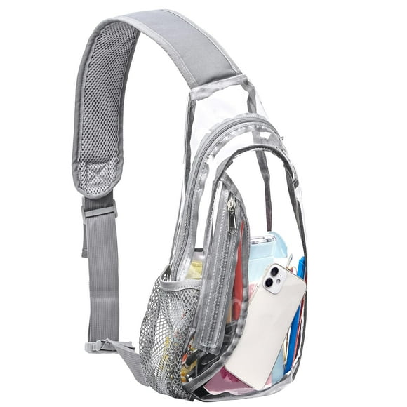 Bandolera gdbis de PVC transparente impermeable para estadio, color gris