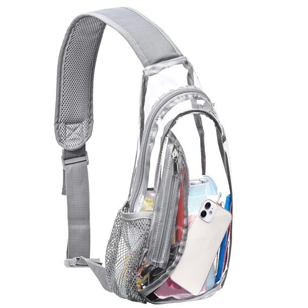 Bandolera gdbis de PVC transparente impermeable para estadio, color gris