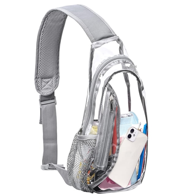 Bandolera gdbis de PVC transparente impermeable para estadio, color gris