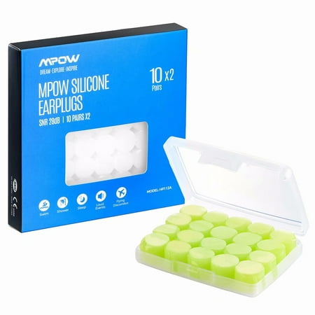 Mpow Moldable Swimming Earplugs for Small-sized Ears, 20 Pairs Soft Silicone Ear Plugs, 28dB SNR Noise Reduction, Water Blocking BPA-free for Swimming, Showering, Sleeping, Working, Traveling-