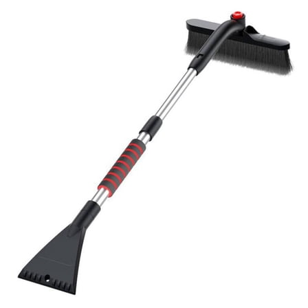 Extendable Car Snow Brush Ice Scraper with 180 Rotating Head， 3-in-1 Tool for Winter Cleaning