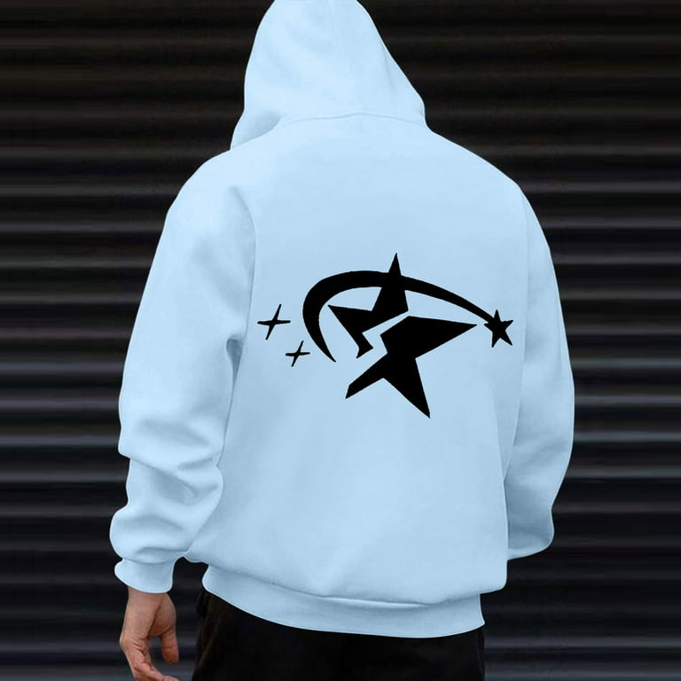 Joysale Hoodies for Men Hoodies Y2K Men Hoodies Under 10 Clearance Zip Up Mens Hoodie Fashion Pullover Letter Print Tracksuit Top Casual Coat Hop Sweatshirt Blouses Blue S Walmart