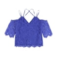 thumbnail image 2 of bar III Blusa tejida con hombros descubiertos para mujer, azul, mediana, 2 of 2