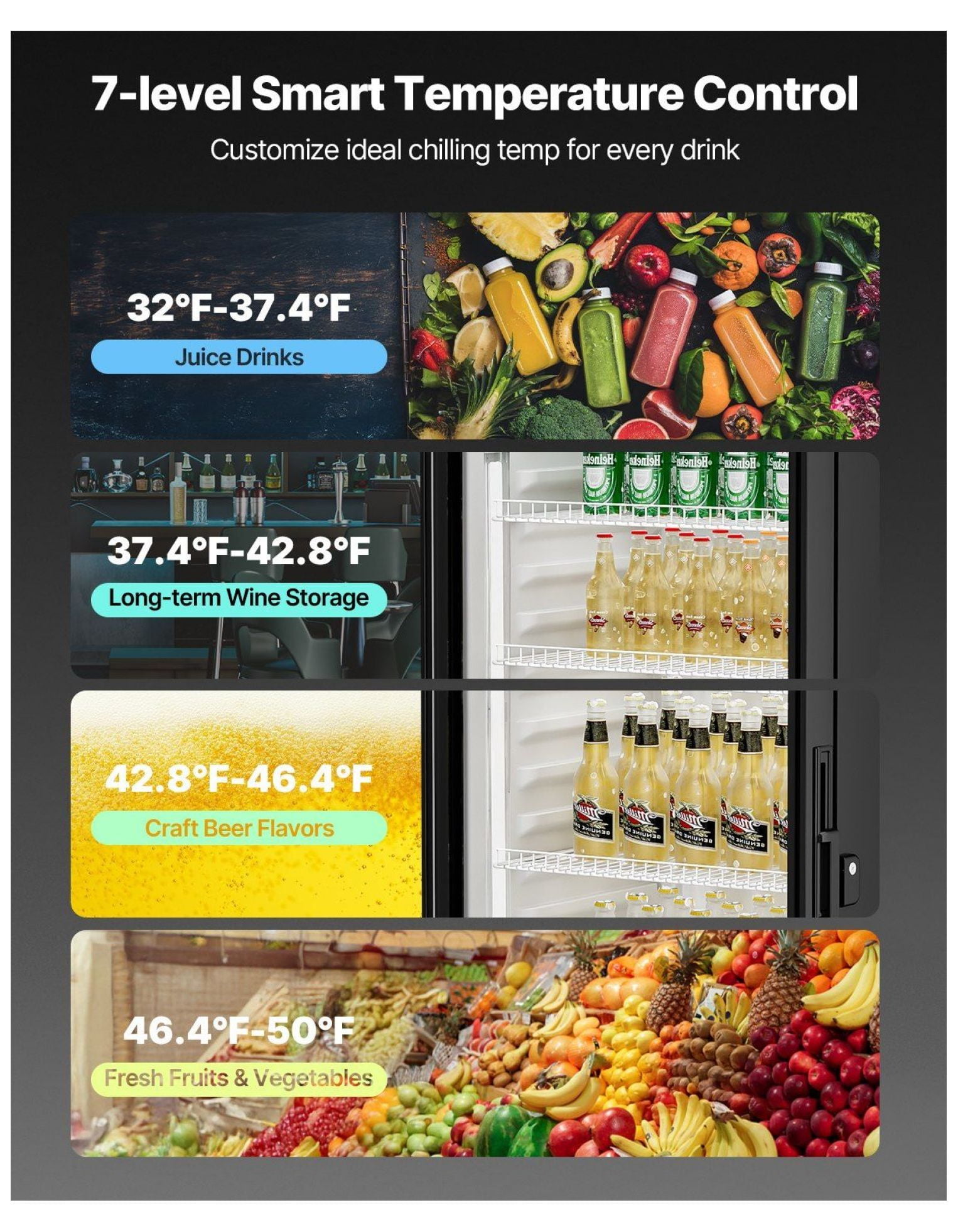 Commercial Refrigerator 13.3 cu ft Glass Door Merchandiser, Beverage Cooler Display Fridge, Adjustable Shelves, Frost-Free, LED Lighting