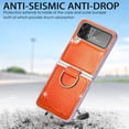thumbnail image 2 of Mantto For Samsung Galaxy Z Flip 4 Case, Luxury Laser Ultra Slim Leather Case for Shockproof PC Bumper & Leather Back Wireless Charging Cover for Samsung Galaxy Z Flip4, Orange, 2 of 8