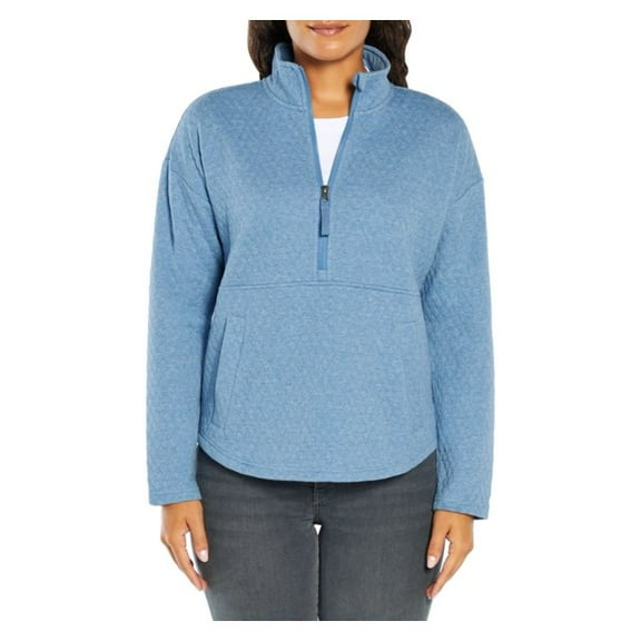 Eddie Bauer Ladies Quilted Half Zip Pullover Colony Blue XXL
