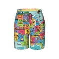 thumbnail image 5 of PAYOHTO Boy Swim Trunks Medium Size 10-12 Teens Boy Beach Board Shorts Cartoon USA Map Quick Dry Bathing Suit Swimwear, 5 of 9