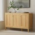 thumbnail image 4 of EYYTHUNG Sideboard Storage Cabinets with 3 Doors, Farmhouse Buffet Cabinets with Adjustable Shelves, Wooden Media Console Credenza Console Table, Natural Oak, 4 of 6