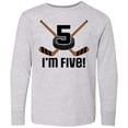 thumbnail image 3 of Inktastic 5th Birthday Ice Hockey Sports Party Boys Long Sleeve Youth T-Shirt, 3 of 5