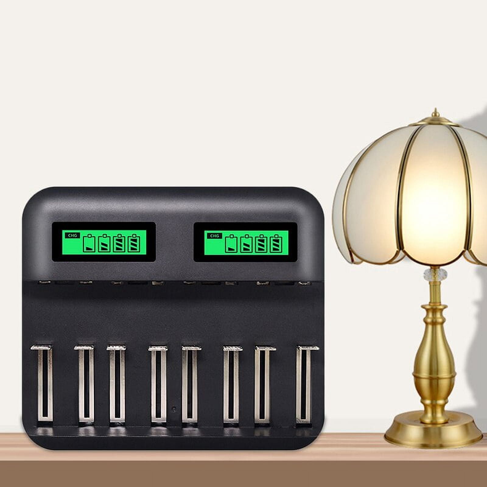 Jetcloudlive 8-Slot USB Smart Battery Charger, Black, for AA AAA SC C D Size Rechargeable Batteries