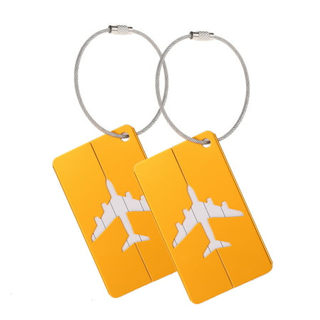 2pcs Travel Airlines Luggage Tags Suitcase Bag Address Name Identity Label Identifier Metal Aluminum