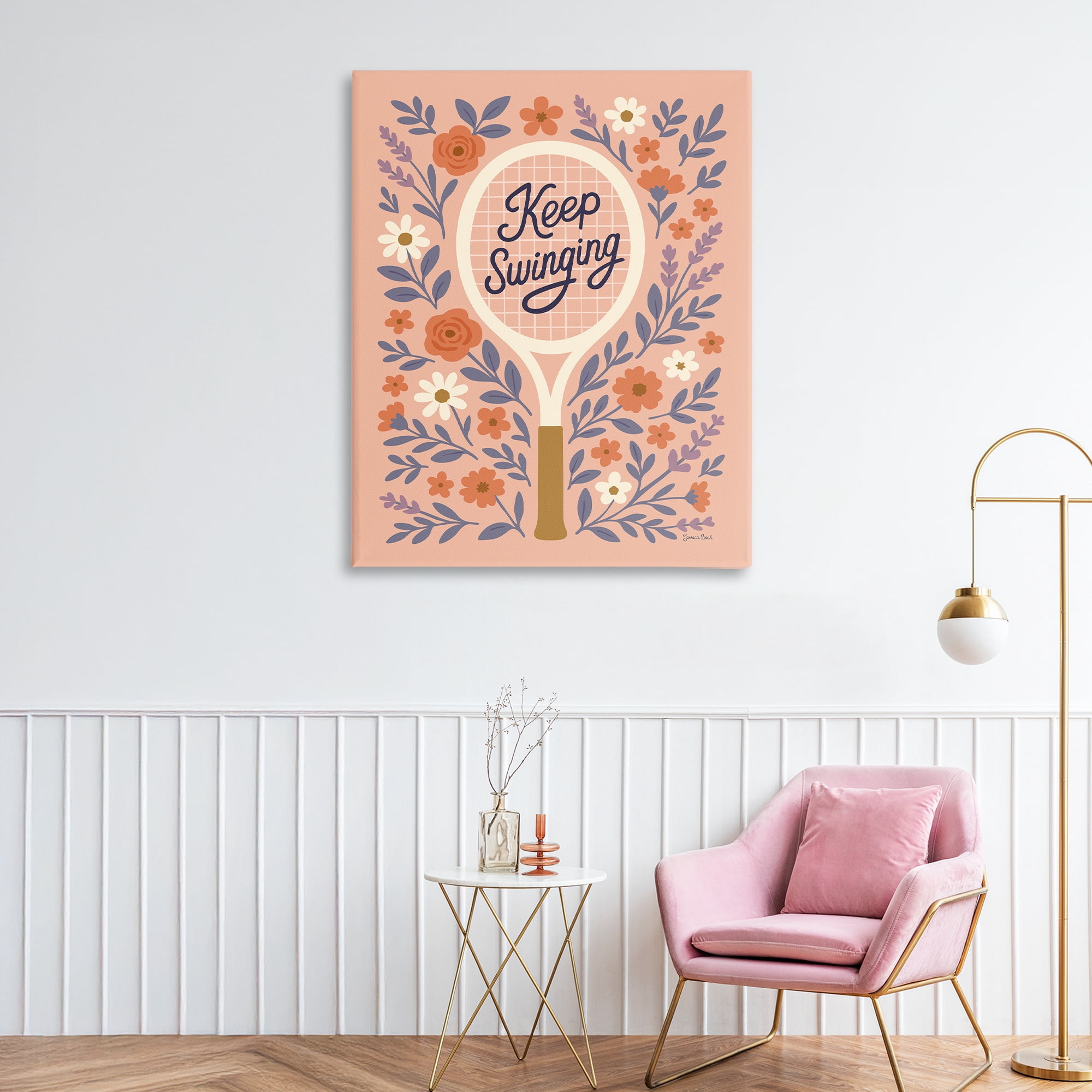 Stupell Industries Keep Swinging Floral Tennis Canvas Wall Art, design by Jessica Beck
