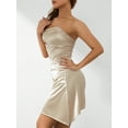 thumbnail image 2 of Women Sexy Satin Mini Dress Sleeveless Off Shoulder Backless Waist A-Line Short Dress Elegant Party Club Dresses, 2 of 6