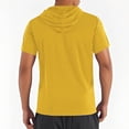 thumbnail image 4 of LADIGASU Man Solid-Color Casual Sports Pocket Drawstring Short Sleeve Hooded Blouse, 4 of 6