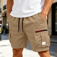 thumbnail image 2 of XIAONU Men's Cargo Athletic Shorts Drawstring Waist Zipper Pockets Daily Shorts, 2 of 7