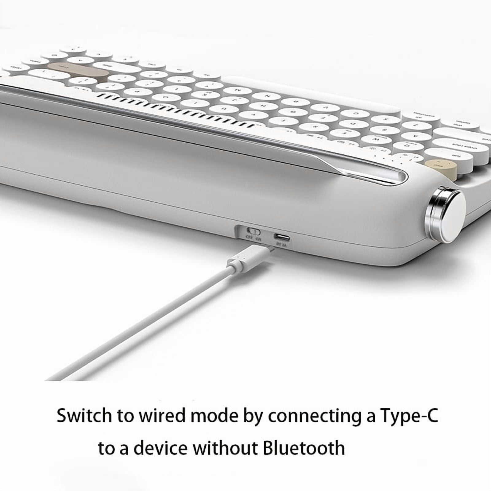 New Retro Wireless Bluetooth Keyboard 68 Keys Rechargeable Typewriter Type Aesthetic Keyboard for Tablet Laptop and Multi-Device