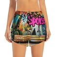thumbnail image 2 of Daiia Graffiti Lamp Urban Scene Pattern Women's 2 in 1 Running Shorts - Lightweight Athletic Workout Gym Yoga Shorts Liner with Phone Pockets-Medium, 2 of 7