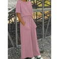 thumbnail image 3 of PUWEI Women's Summer Two Piece Outfits Casual Short Sleeve Pullover and Cropped Wide Leg Pants Lounge Sets, 3 of 7