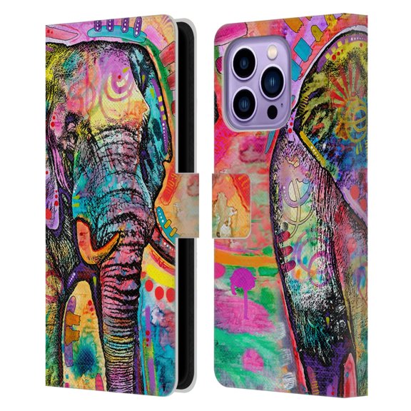 Head Case Designs Officially Licensed Dean Russo Wildlife 2 Elephant Leather Book Wallet Case Cover Compatible with Apple iPhone 14 Pro Max