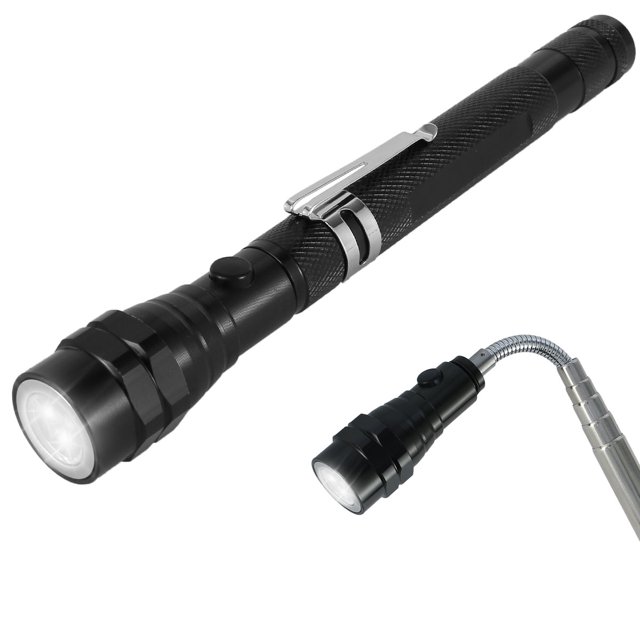 Muyoka Herramienta de recogida magn茅tica de 22,4 pulgadas con 3 LED y varilla de rotaci贸n de 360 掳 Linterna LED extensible Linterna magn茅tica ajustable Linterna telesc贸pica con pilas para acampar Pes