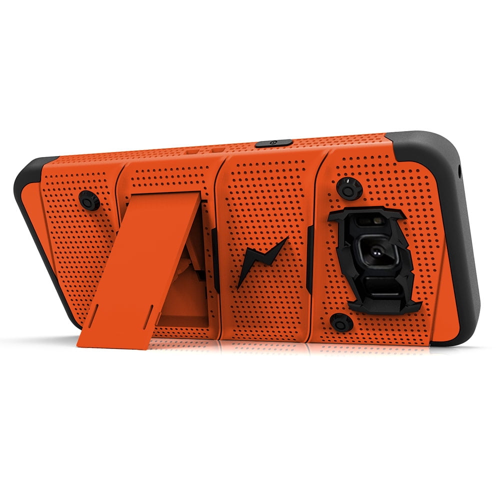 ZIZO BOLT Series for Samsung Galaxy S8 Case Military Grade Drop Tested with Tempered Glass Screen Protector, Holster ORANGE BLACK